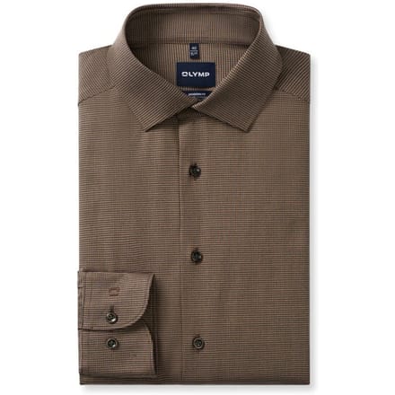 OLYMP Luxor 24/Seven Overhemd, Modern Fit, Global Kent, Nougat
