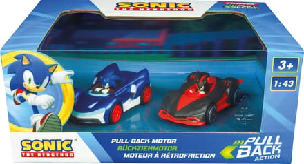 Carrera Speelgoedvoertuig - Sonic the Hedgehog Sonic vs. Shadow - Pull Back Auto - Terugtrekauto - 1:43 - 2 Stuks