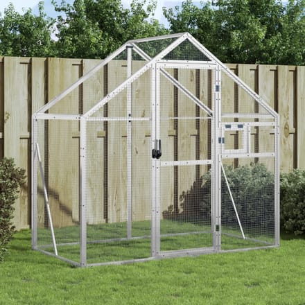 vidaXL Volière 179x100x185 m aluminium zilverkleurig