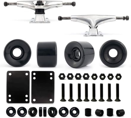 Cruiser Skateboard Truck en Wiel Set met Lagers, Schroeven en Riser Pads