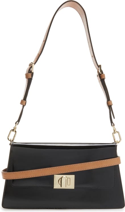 FURLA Leren Schoudertas Avondtas Zoe Shoulder Bag Nero Zwart