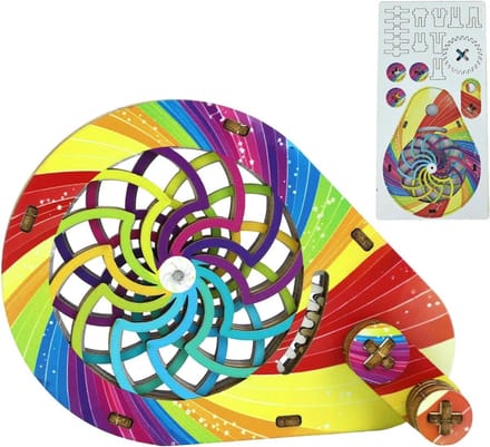 Houten Optische Puzzel - Mechanisch Bouwpakket - Creatief Leren - Roterende Componenten - 27 x 115 cm