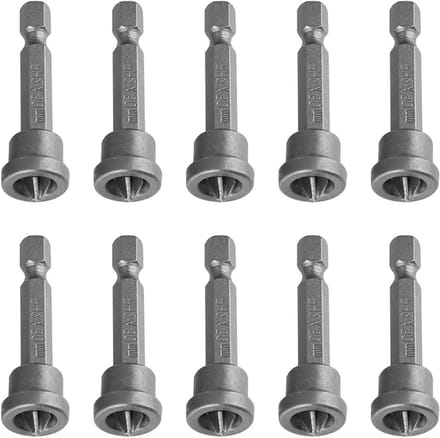 Set van 10 Magnetische Schroefbits voor Gipsplaten, 50mm PH2 Hex Shank, Ideaal voor Bouw en Klussen