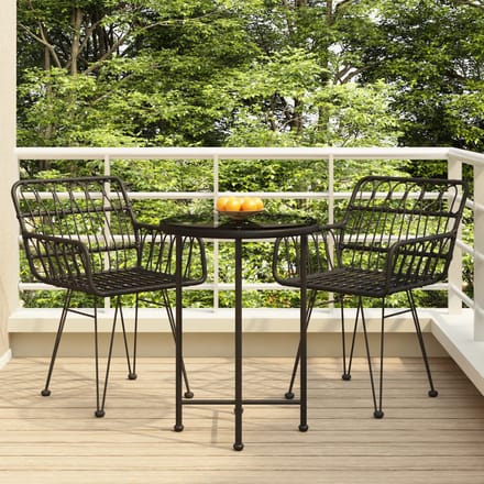 vidaXL - 3-delige - Tuinset - poly - rattan - zwart