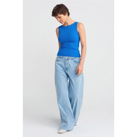 Vrouwen Hoge Taille Wijde Pijpen Katoenen Jeans