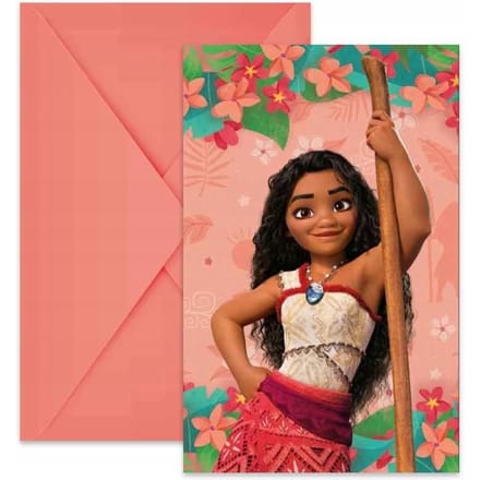 Disney - Vaiana - Moana - Uitnodigingen - Uitnodigingskaarten - Met envelop - 6 Stuks