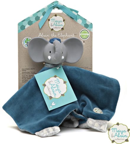 Meiya & Alvin Knuffeldoekje Alvin De Olifant Grijs/blauw 27 Cm