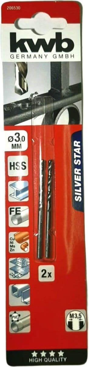 KWB HSS Silverstar Metaalboor op Kaart - 3,0 mm