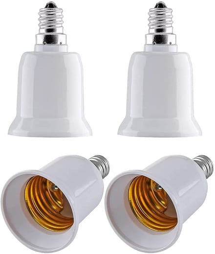 4 stuks E14 naar E27 Lampfitting Adapter Converter Schroefdraad Wit