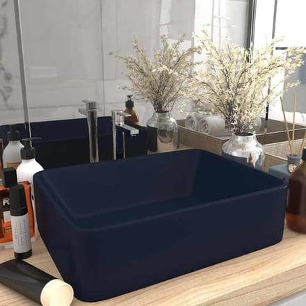 vidaXL - Wastafel - 41x30x12 - cm - keramiek - mat - donkerblauw