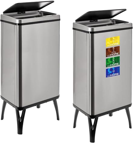 2-Pack Slimme Sensor Prullenbak 50L - Antracietgrijs met Magnetische Labels