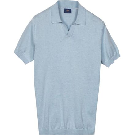 Baileys Polo Knitted Short Sleeve No-Button Collar Soft Blue / male