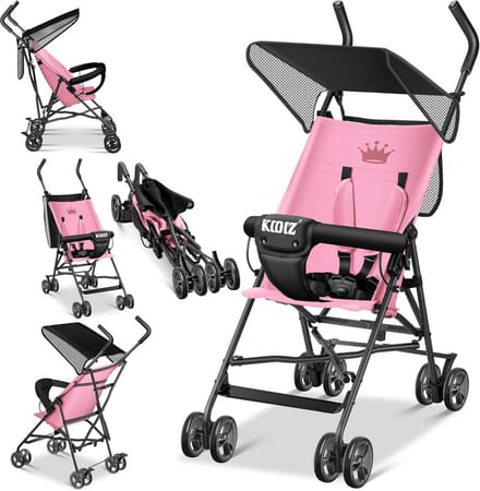 Compacte Inklapbare Kinderwagen met 360° Wielen en 5-Punts Gordel