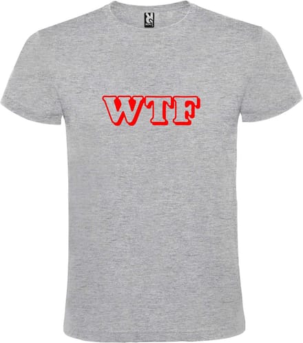 Grijs T-shirt ‘WTF’ Rood maat L