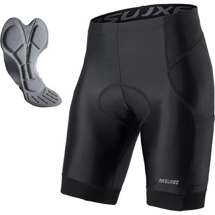 Short de vélo rembourré pour hommes Short de cyclisme élastique respirant à séchage rapide avec poches L black