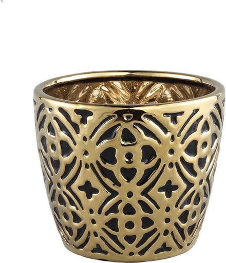 PTMD  vianne goud zwart keramiek flaager pot rond