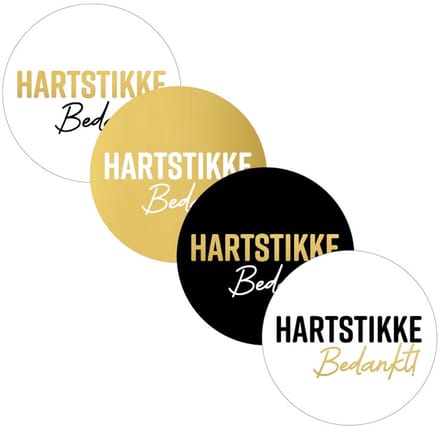 KP etiket Hartstikke Bedankt | diameter 40 mm | 4 varianten | rol van 250 stuks