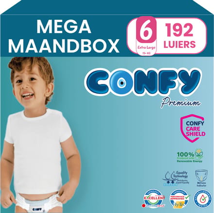Confy Premium - Luiers Maat 6 (15+kg) - 192 Luiers - Mega MaandBox