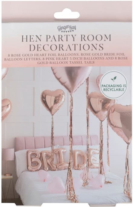 Ginger Ray - Ginger Ray - Rose Gold Bride and Heart Balloons Room Decoration Kit