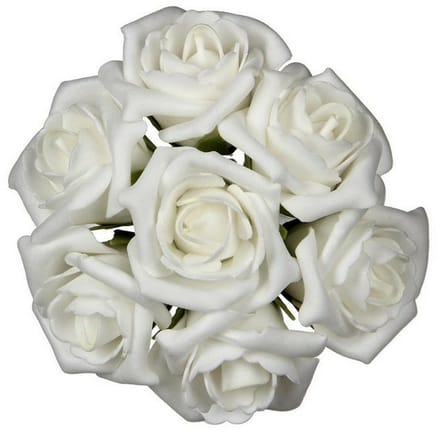 Ideas4seasons Rozen - 7x stuks - foam - 9 x 3 cm - creme wit - diy - bruiloft decoratie