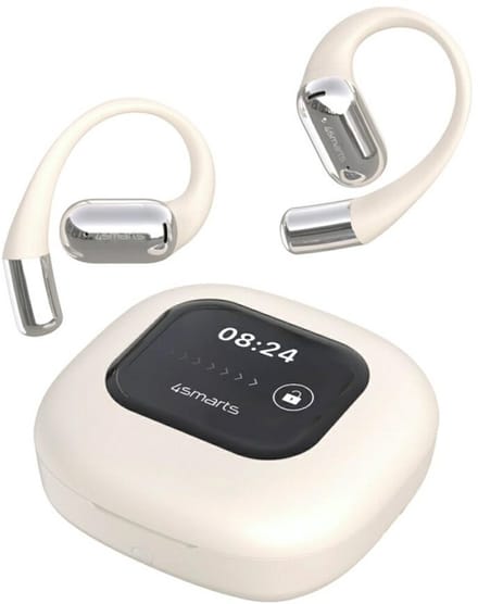 4smarts SkyBuds OWS - Bluetooth Koptelefoon - AI Scherm - Open-Ear Design - Beige
