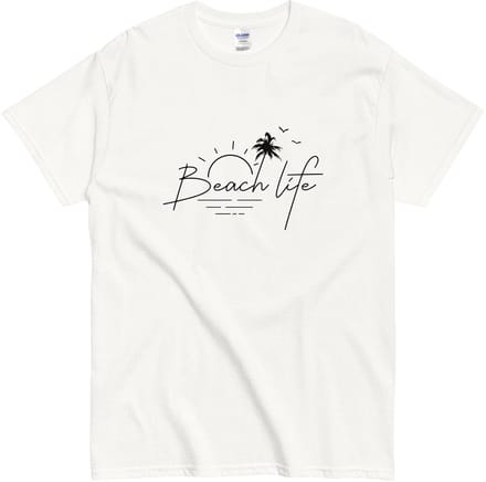 Beach Life T Shirt Dames en Heren - Minimalistisch Design Strand Leven - Wit - M