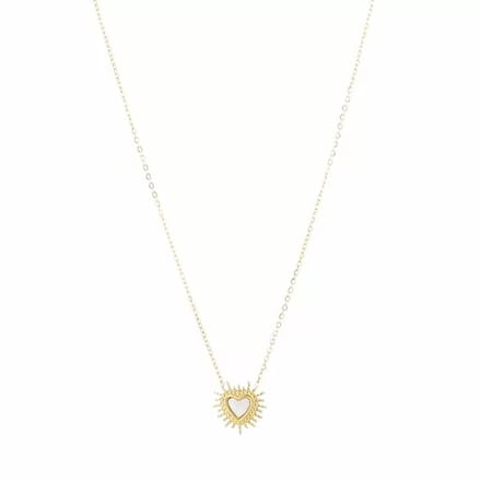 Bijoutheek Collier stralend hart parelmoer Goud