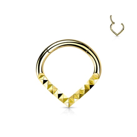 Piercing Pyramid Cuts Chevron v-shape clicker 1.2x8 - goud - LMPiercings