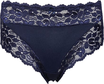 J&C dames tailleslip met kant - microfiber - Kanten vrouwen onderbroek - Elastisch - Blauw / XXL
