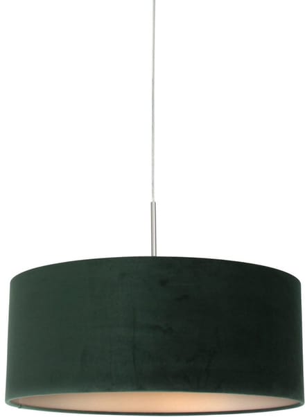 Staalkleurige hanglamp 50cm met groen velours kap, hoogteinstelbaar, Sparkled Light 8148ST, Steinhauer