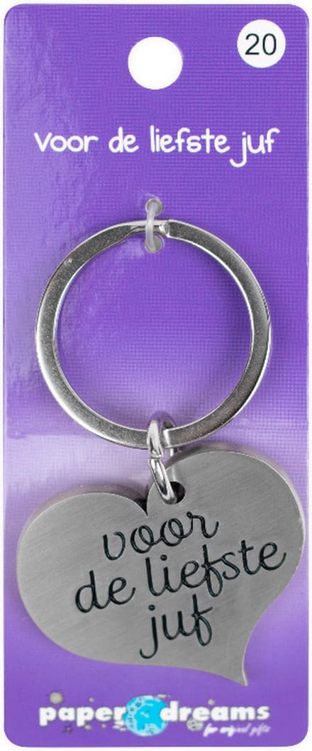 Hart sleutelhanger - Voor de liefste juf