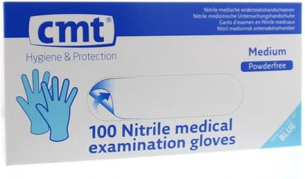 CMT Onderzoekshandschoen nitriel blauw poedervrij maat 100 Stuks