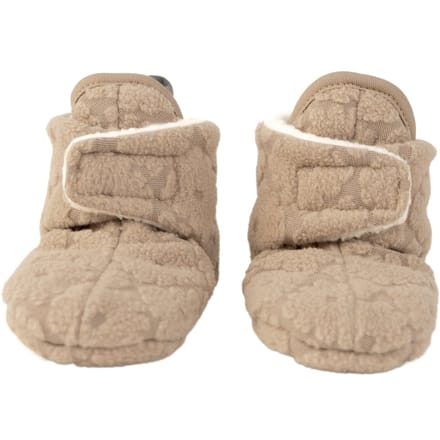 Lodger - Antislip babyslofjes - Klittenband - Fleece - 6-12 maanden - Beige