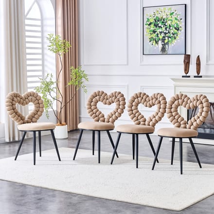 REDOM Eetkamerstoelen Set Van 2 - Uitsparing In Rugleuning - Modern - Metaal En Fluweel - Camel