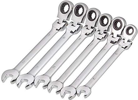 Set van 6 flexibele ratelsleutels 8-13 mm voor metrische zeskantmoeren