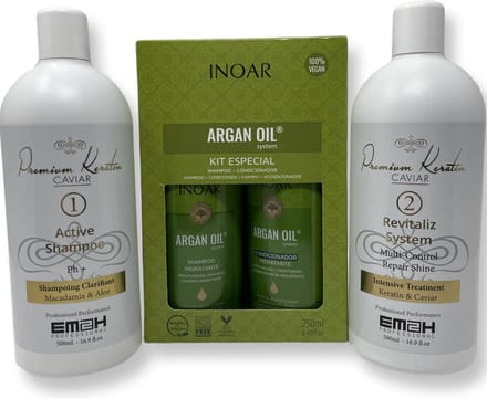 Keratin Caviar Kit 2 x 500 ml & INOAR ARGAN OIL SHAMPOO & CONDITIONER