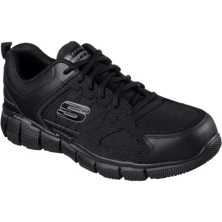 Skechers Workwear Telphin Sanphet Leren Heren Zwarte Veiligheidssneakers