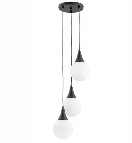 Luxe Zwarte/Witte Cascade Plafondlamp met Glazen Bollen - GEMINI 3