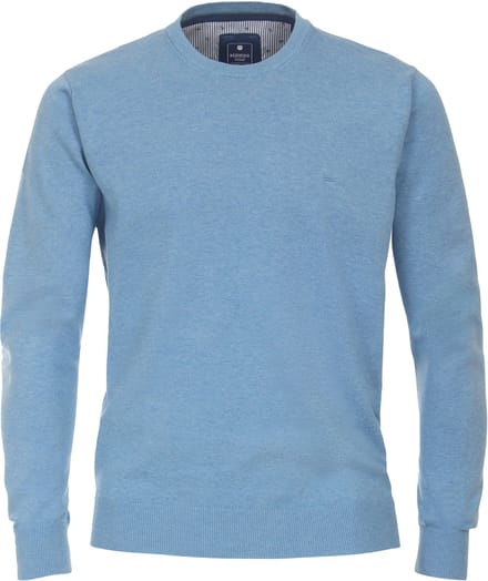 Redmond heren trui katoen - O-hals - blauw (middeldik)