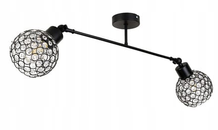 Loft hanglamp met 2xE27 fitting, verstelbaar, zwart metaal