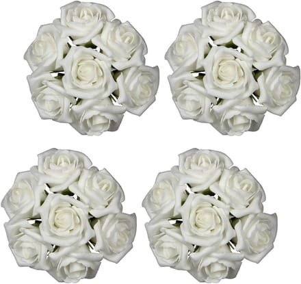 Ideas4seasons Rozen - 42x stuks - foam - 9 x 3 cm - creme wit - diy - bruiloft decoratie