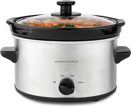 Core® Slowcooker met timer - Slowcooker - Crockpot - Zilver - 25cm x 25cm x 20cm
