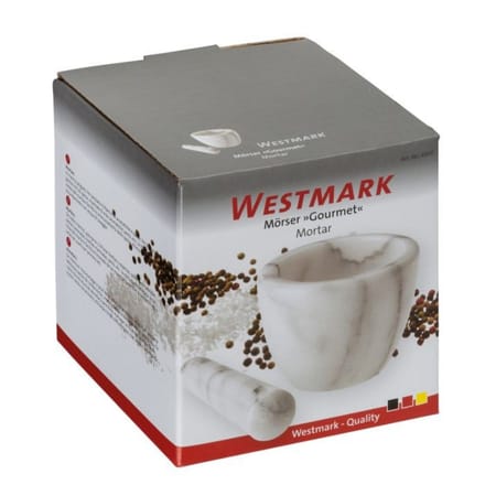 Westmark Vijzel met stamper van marmer, hoog, binnendiameter: ca. 7,5 cm, Gourmet, wit/grijs, 69592260