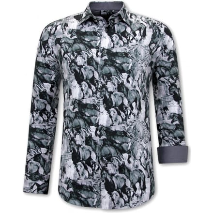 Dierenprint Blouse Heren - 3119 - Grijs