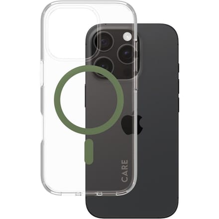 CARE by PanzerGlass Flagship Case - Transparant Urban Combat w. - Groen MagSafe iPhone 16 Pro
