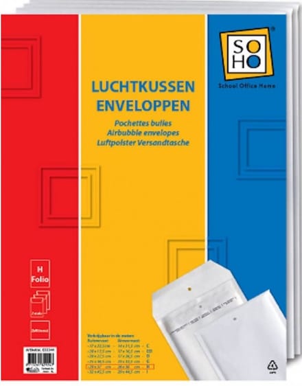 Soho Envelop Luchtkussen H18 Papier 29 X 37 Cm Wit 3 Stuks