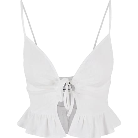 Urban Classics - Waffle Pique Ruffle Crop top - 5XL - Wit