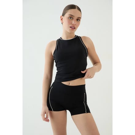 Dames Dsgn Studio Vest Top Met Racerrug, Biesdetail En Interne Padding | Zwart | Maat: Medium