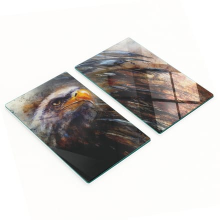Set van snijplanken van gehard glas met adelaarsprint, 2x30x52 cm