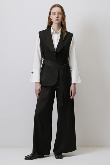 Touché Privé - Satijnen set van gilet en broek - Zwart - Dames